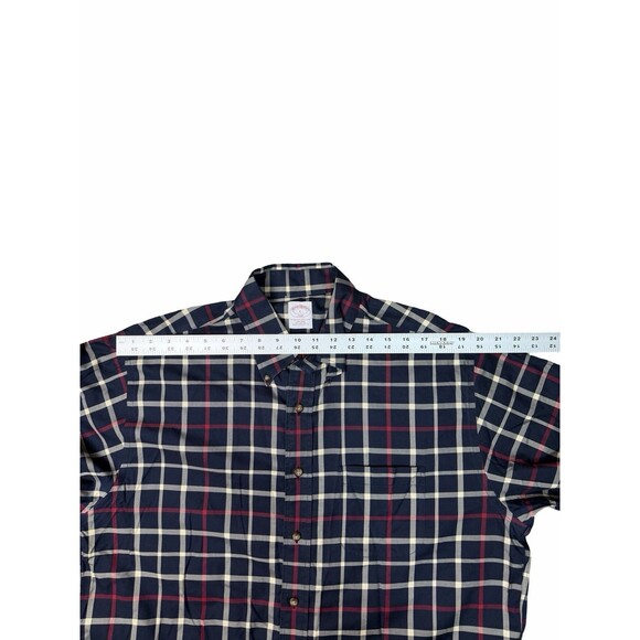 Brooks Brothers 346 Non Iron Button Shirt L Blue Plaid Long Sleeve Cotton NWOT - Picture 6 of 8